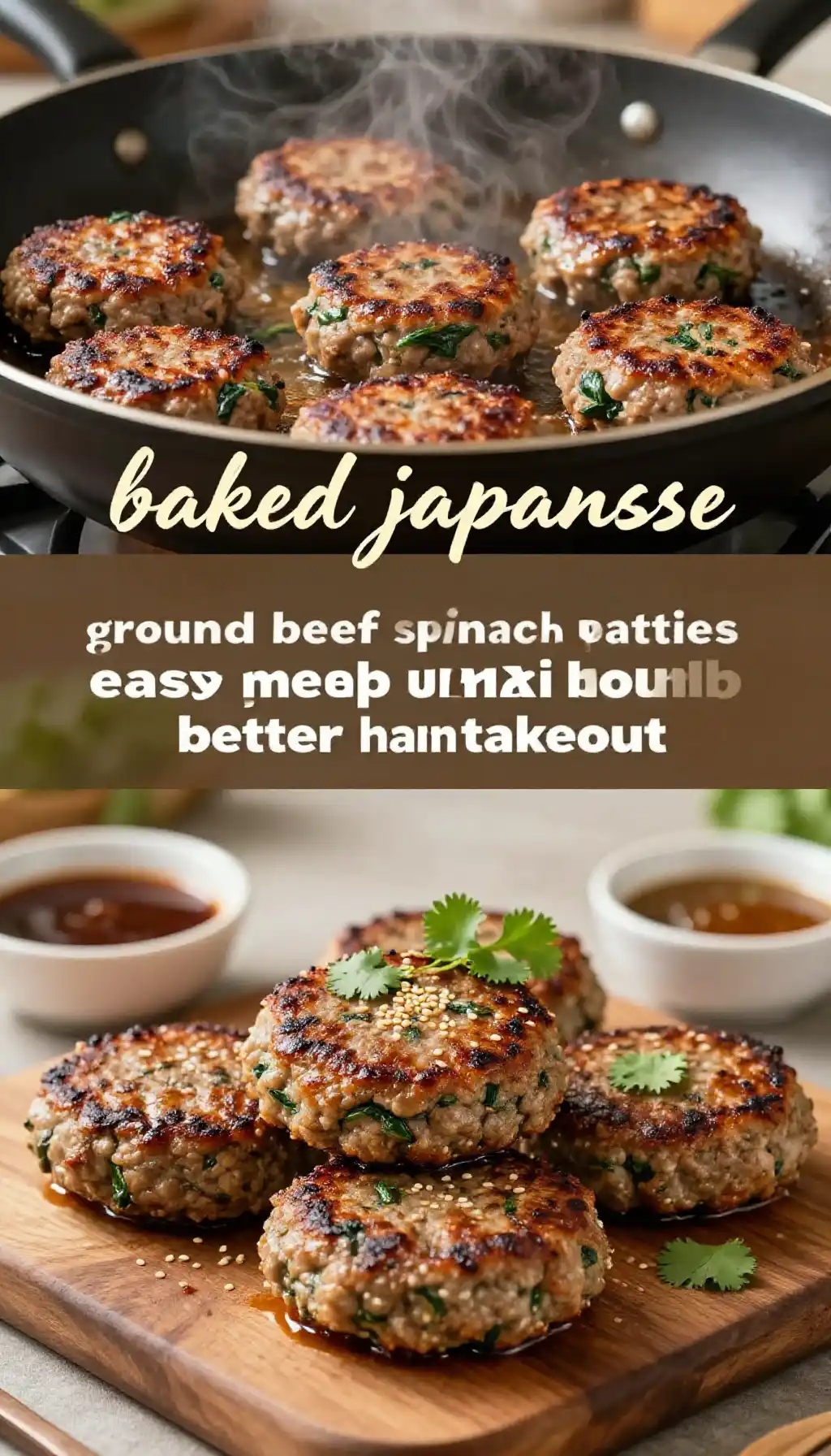 Baked Japanese Ground Beef & Spinach Patties (Easy Meal Prep Umami Bomb) pinterest pin