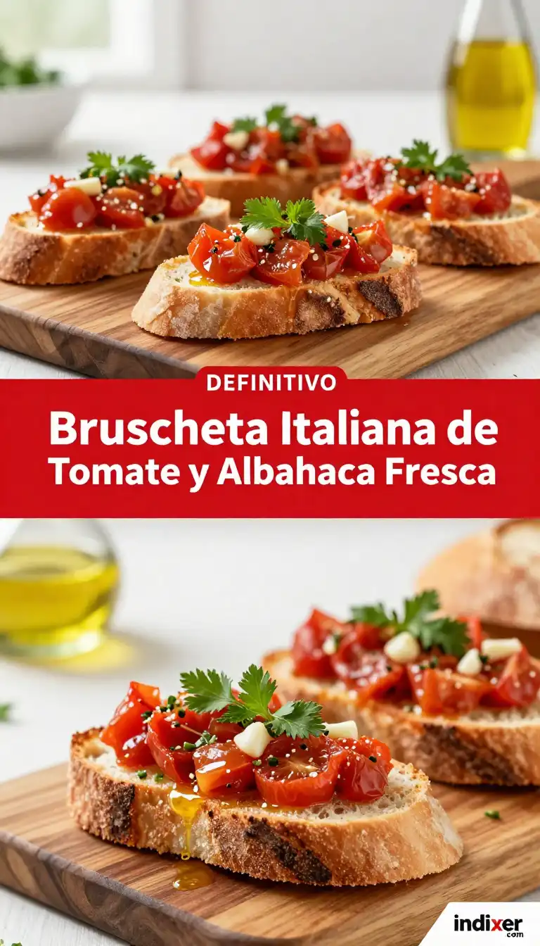 Bruschetta Italiana de Tomate y Albahaca Fresca - Aperitivos y Salsas - Indixer