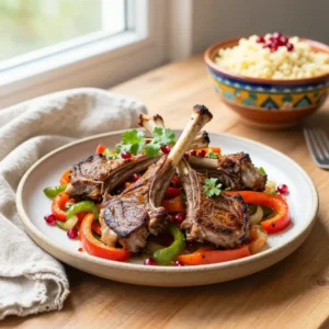Step by step budget-friendly moroccan lamb chops bell pepper wok-fry one-pan meal prep