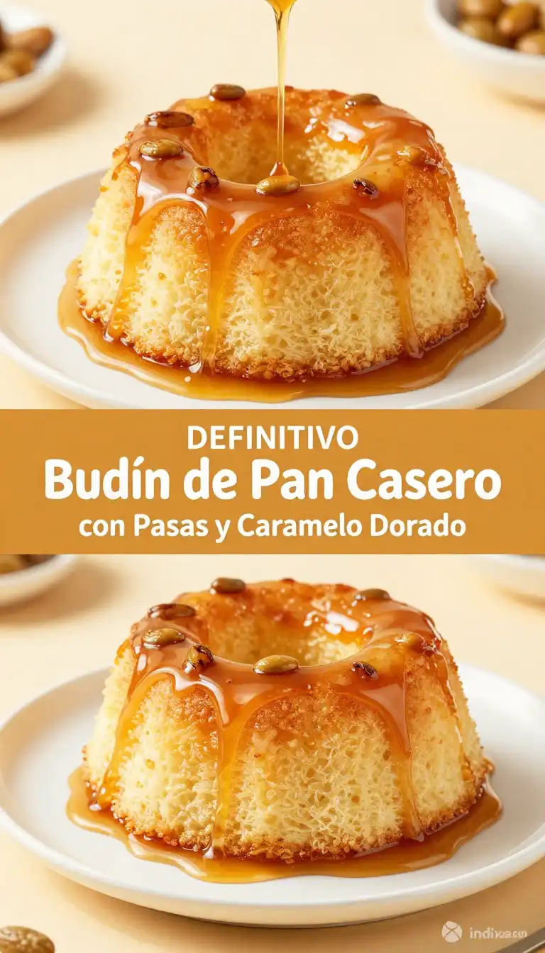Budín de Pan con Pasas y Caramelo - Postres y Dulces - Indixer