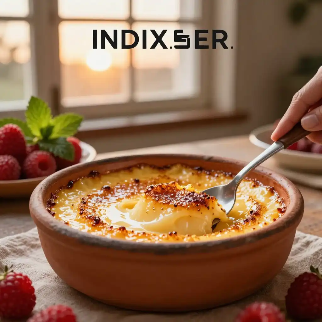 Crema Catalana Casera con Corteza de Azúcar Crujiente plato terminado