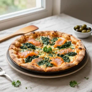 Step by step dutch oven lebanese salmon spinach pizza easy weeknight meal prep better than takeout gooey crispy loaded fusion