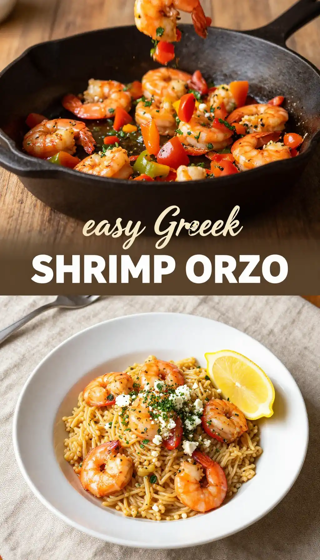 easy Greek shrimp orzo