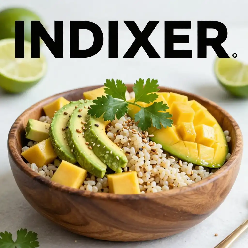 Ensalada de Quinoa con Aguacate y Mango plato terminado