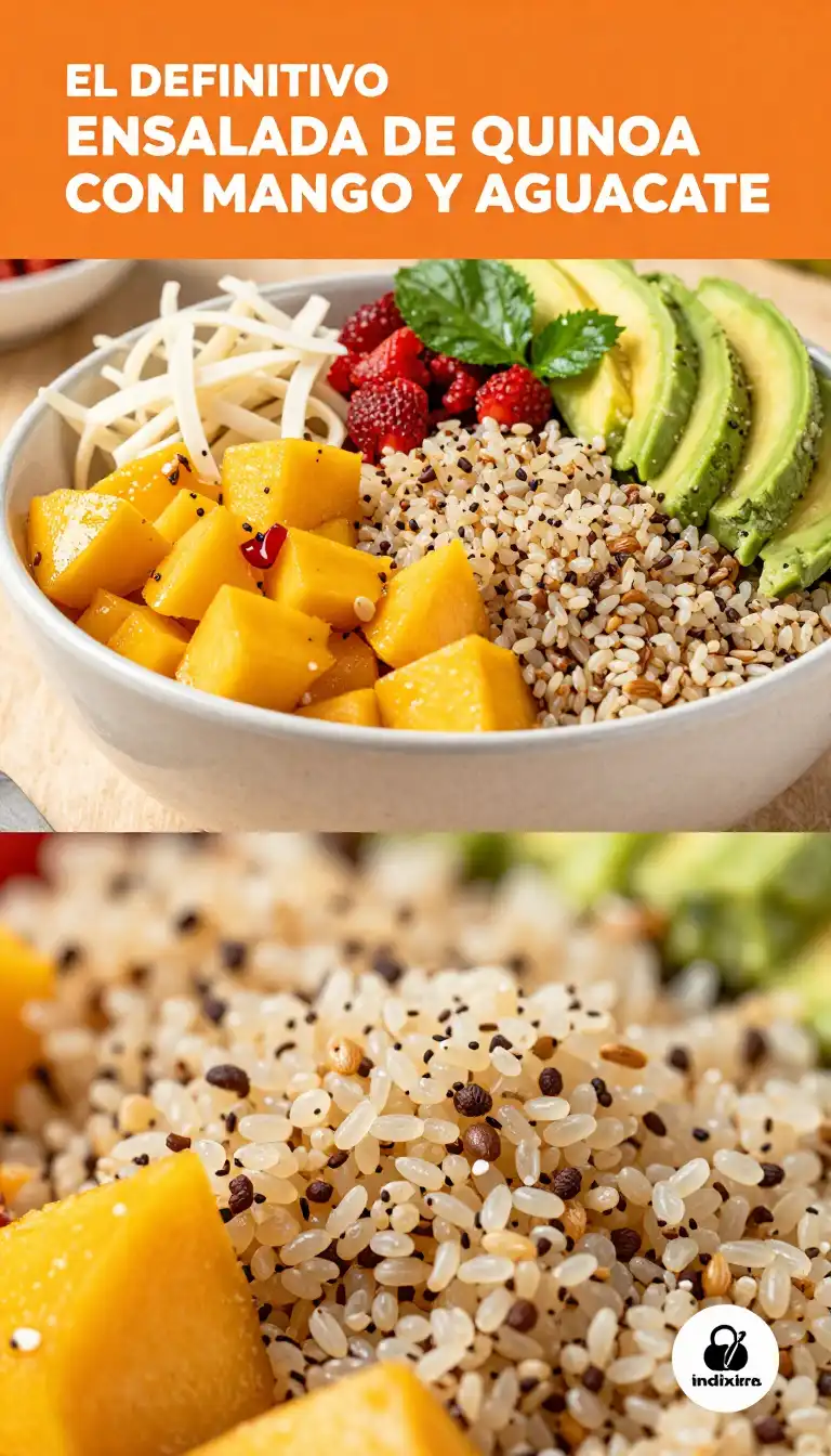 Ensalada Fresca de Quinoa con Mango y Aguacate - Ensaladas - Indixer