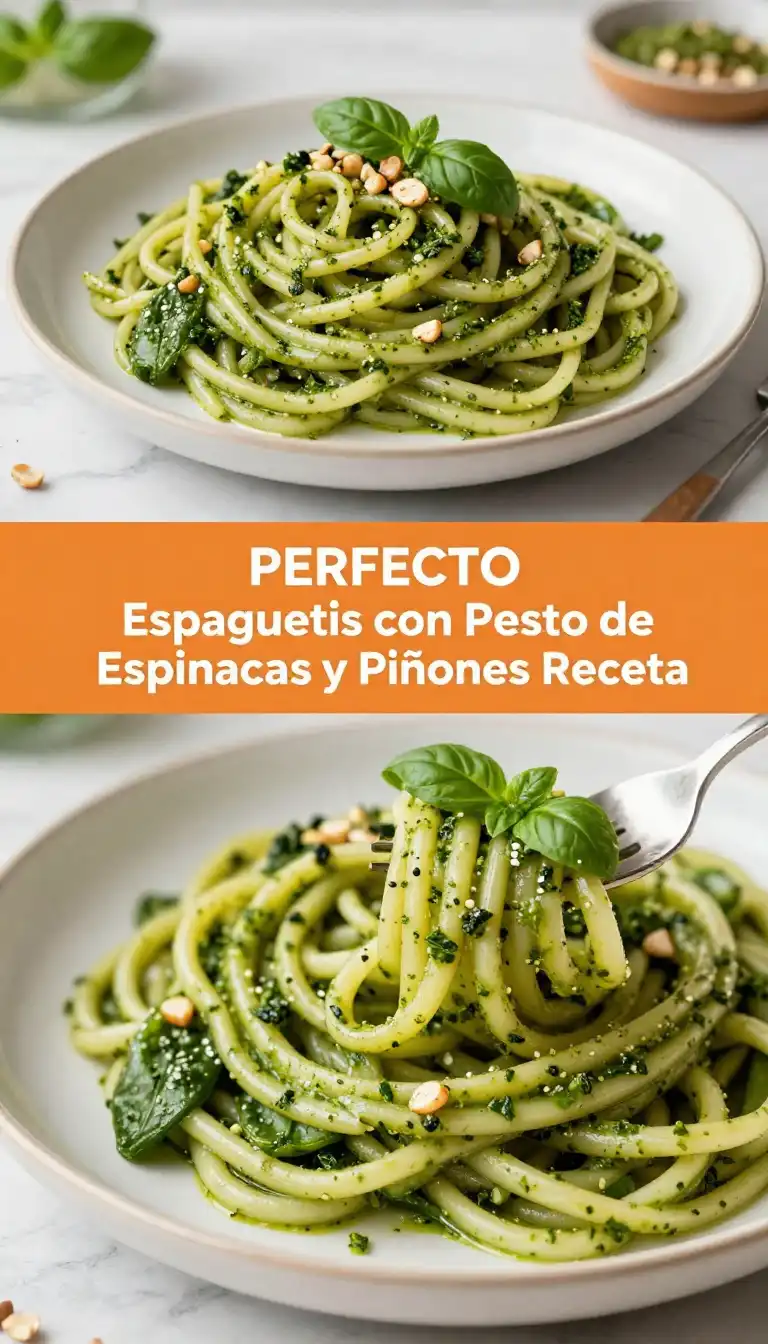 Espaguetis con Pesto de Espinacas y Piñones - Pasta - Indixer