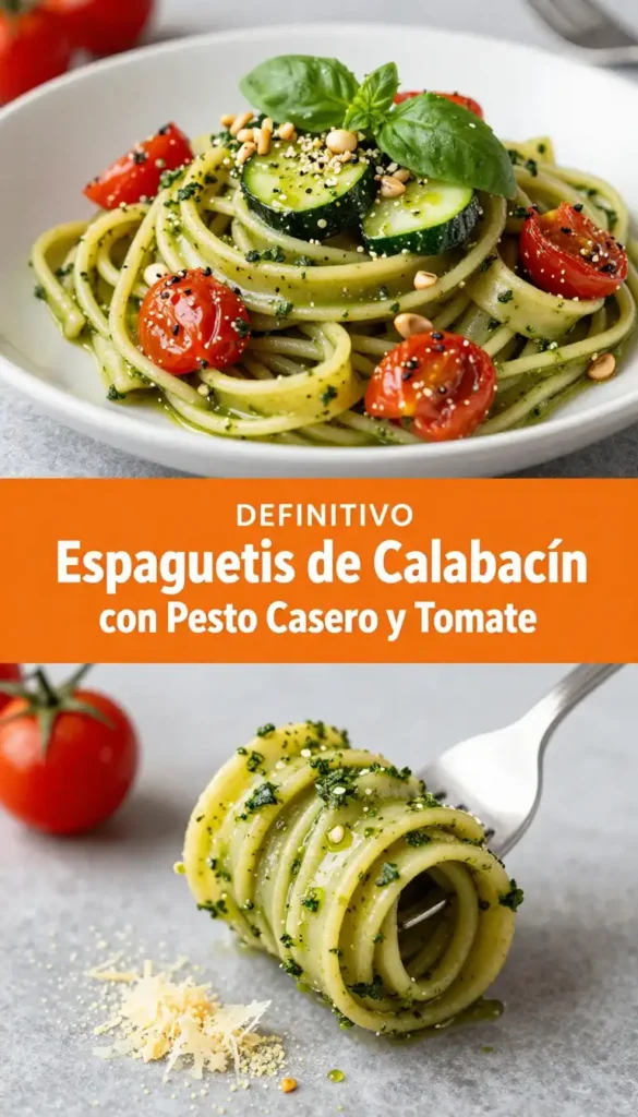 Espaguetis de Calabacín con Pesto Casero y Tomates Cherry - Comida Saludable - Indixer