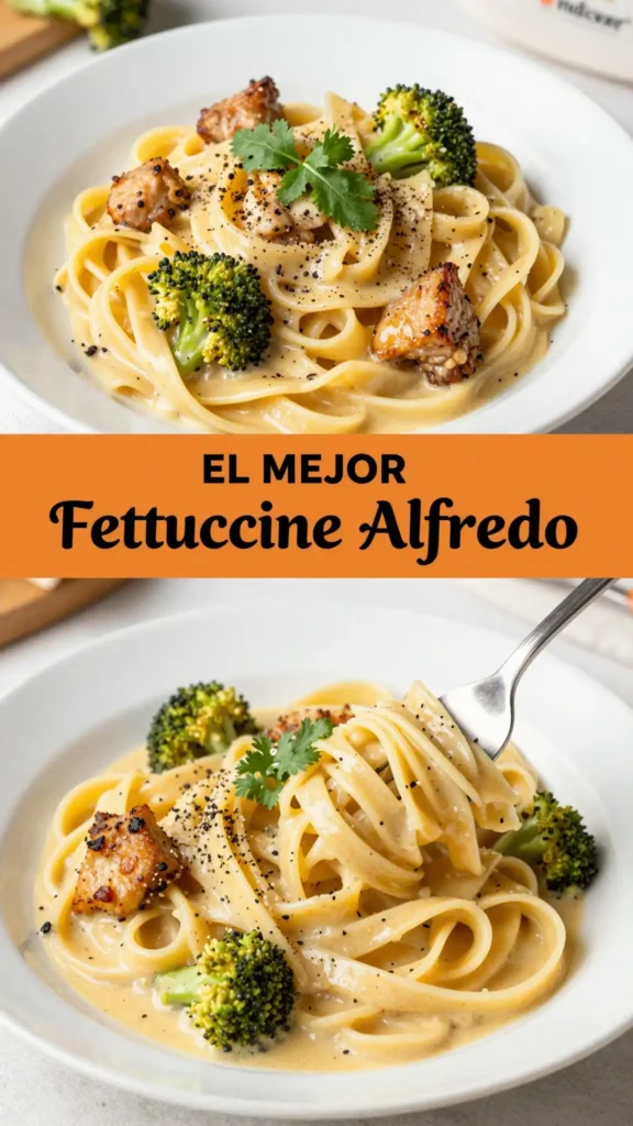 Fettuccine Alfredo con Pollo y Brócoli - Pasta - Indixer