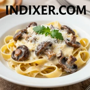 Fettuccine con Salsa de Setas y Crema de Leche - Tarjeta de Receta