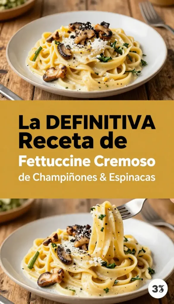 Fettuccine en Salsa Cremosa de Champiñones y Espinacas - Pasta - Indixer