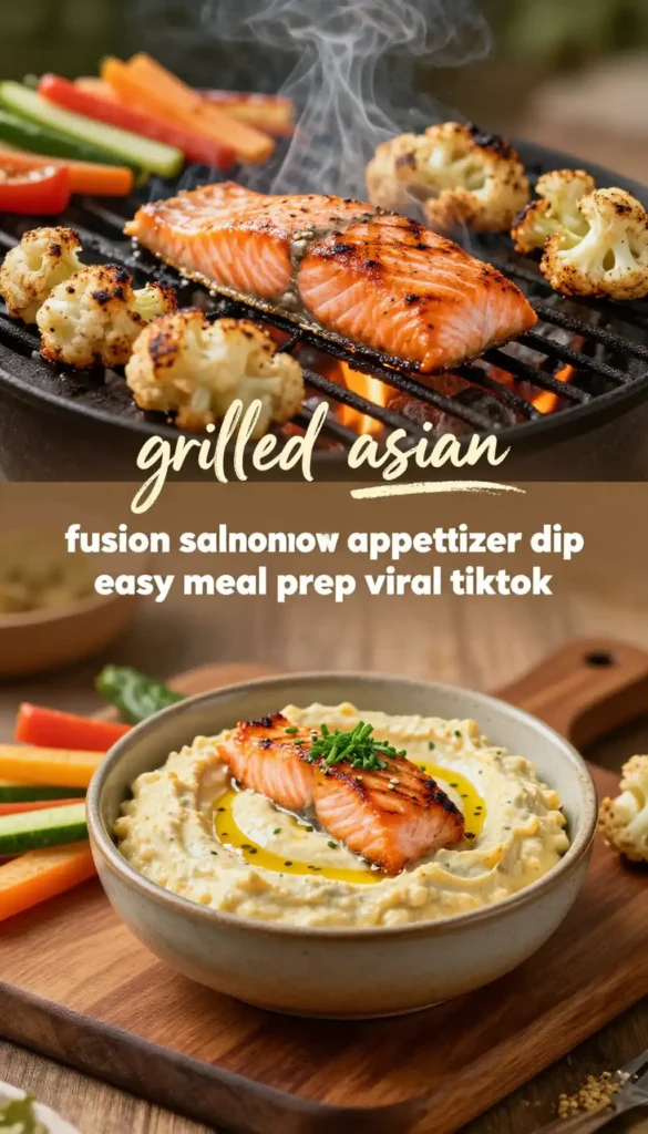 grilled asian fusion salmon cauliflower appetizer dip easy meal prep viral tiktok