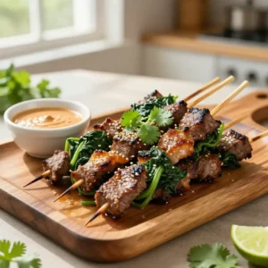 Step by step grilled vietnamese beef lamb spinach skewers instagram famous meal prep
