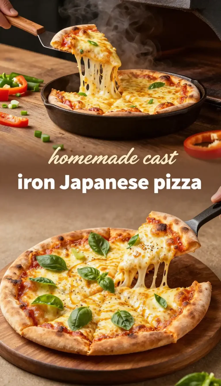 homemade cast iron Japanese pizza