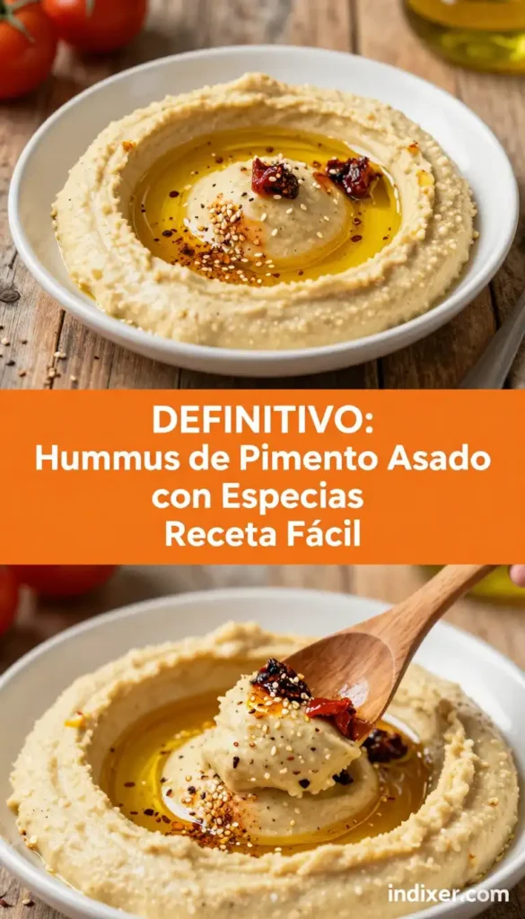 Hummus de Pimiento Asado con Especias - Aperitivos y Salsas - Indixer