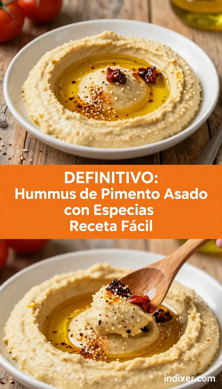 Hummus de Pimiento Asado con Especias - Aperitivos y Salsas - Indixer