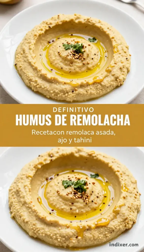 Hummus de Remolacha Asada con Tahini - Aperitivos y Salsas - Indixer