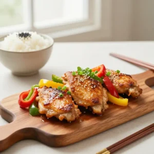 Step by step instagram-famous budget-friendly pan-fried japanese chicken thighs bell pepper meal prep