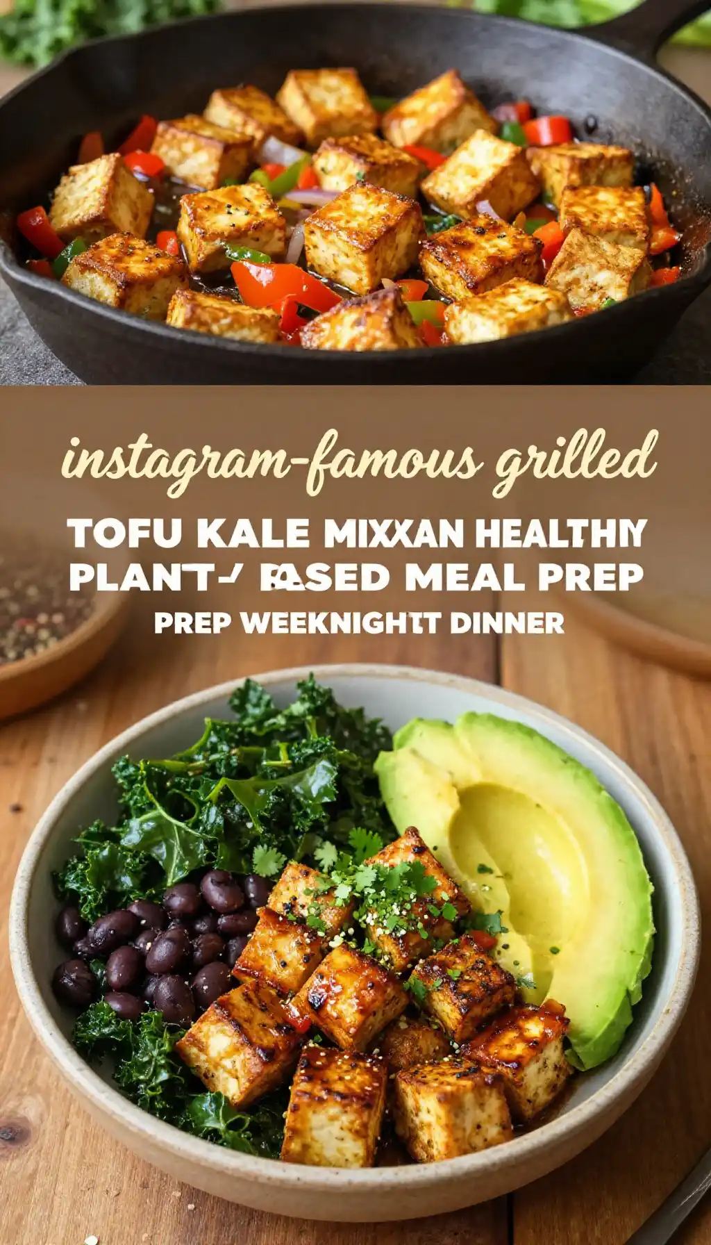 Instagram-Famous Grilled Tofu & Kale Mexican Bowl pinterest pin