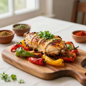Step by step instagram-famous healthy moroccan broiled chicken breast bell peppers crispy loaded easy meal prep weeknight dinner flavor bomb fusion