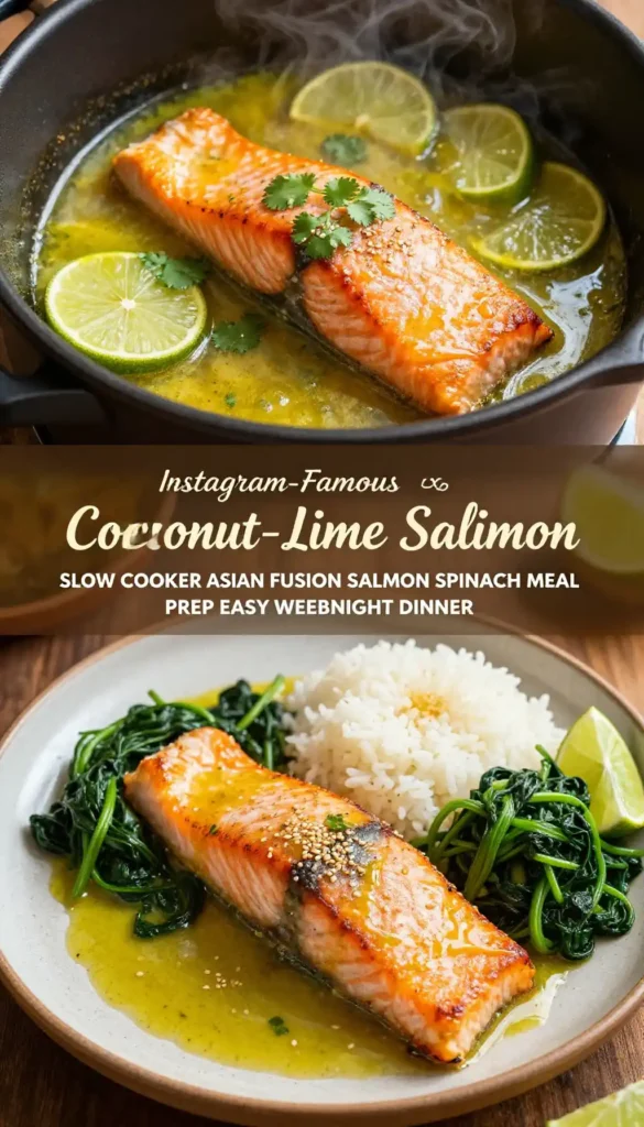 instagram-famous healthy slow cooker asian fusion salmon spinach meal prep easy weeknight dinner