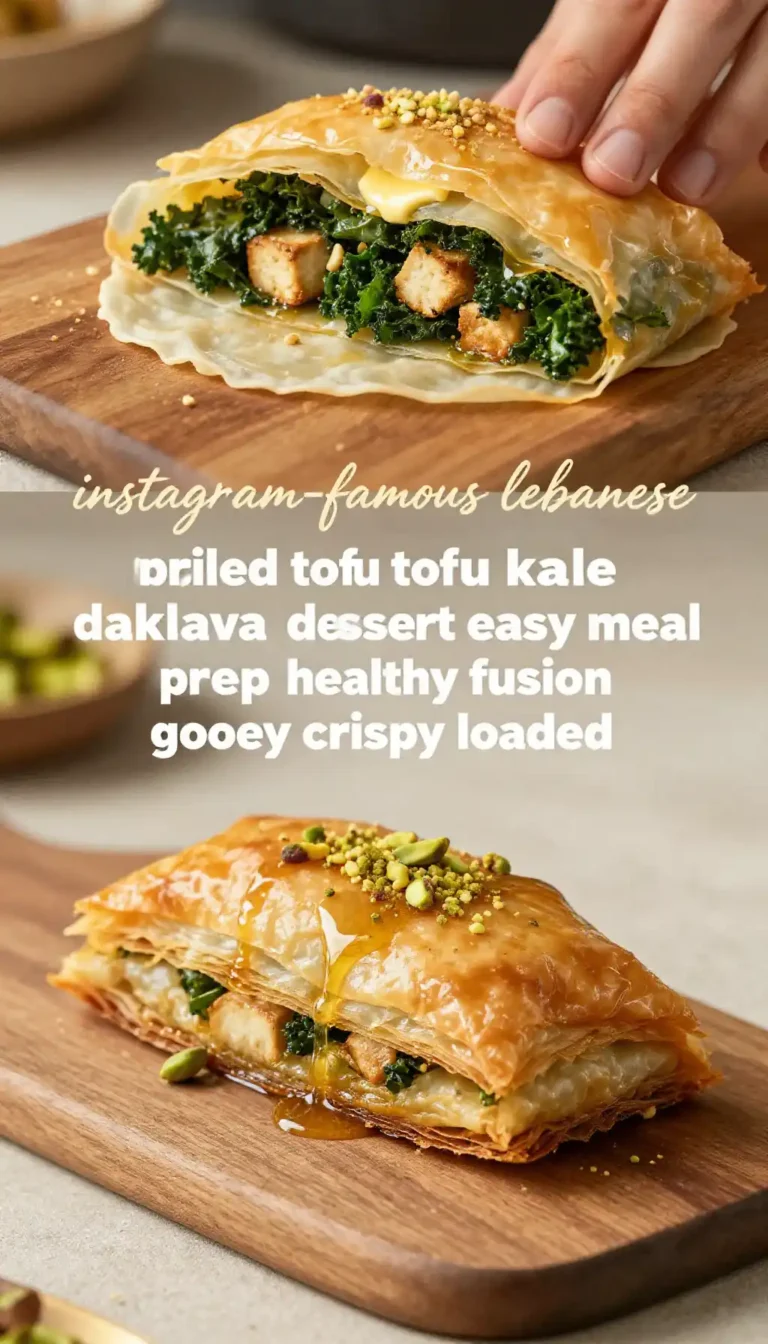 instagram-famous lebanese broiled tofu kale baklava dessert easy meal prep healthy fusion gooey crispy loaded
