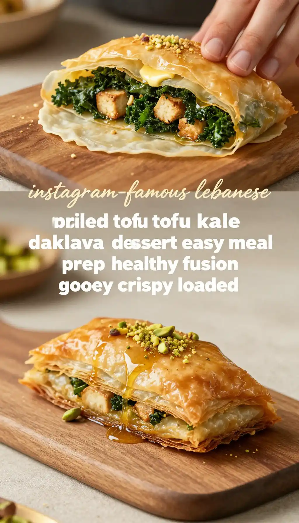 instagram-famous lebanese broiled tofu kale baklava dessert easy meal prep healthy fusion gooey crispy loaded