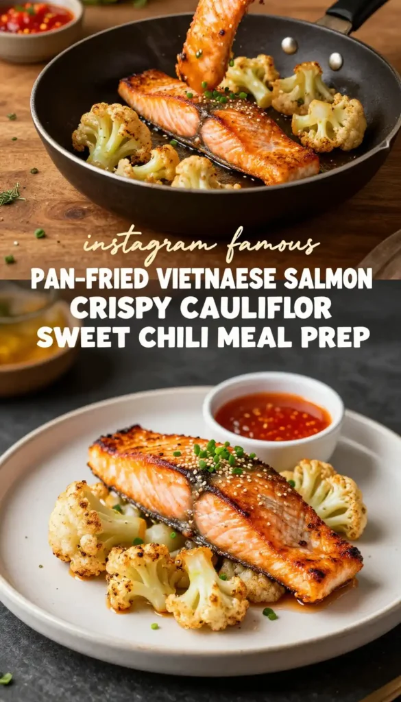 instagram famous pan-fried vietnamese salmon crispy cauliflower sweet chili meal prep