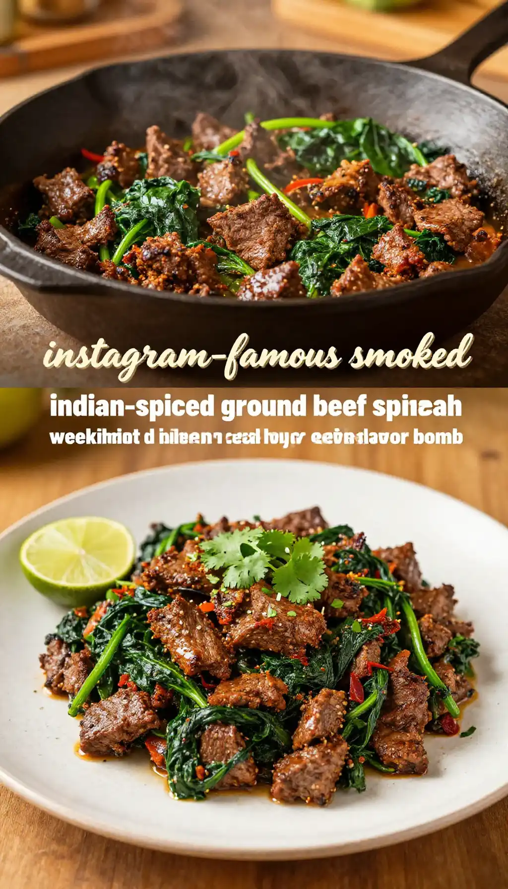 instagram-famous smoked indian-spiced ground beef spinach easy weeknight dinner healthy meal prep flavor bomb