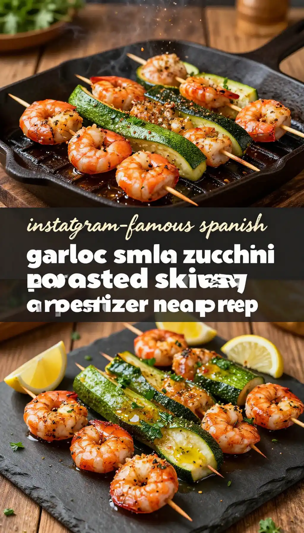 instagram-famous spanish garlic shrimp zucchini roasted skewers easy appetizer meal prep