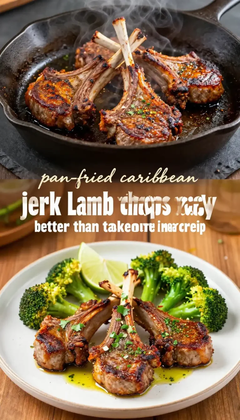 pan-fried caribbean jerk lamb chops with crispy broccoli easy weeknight dinner better than takeout meal prep