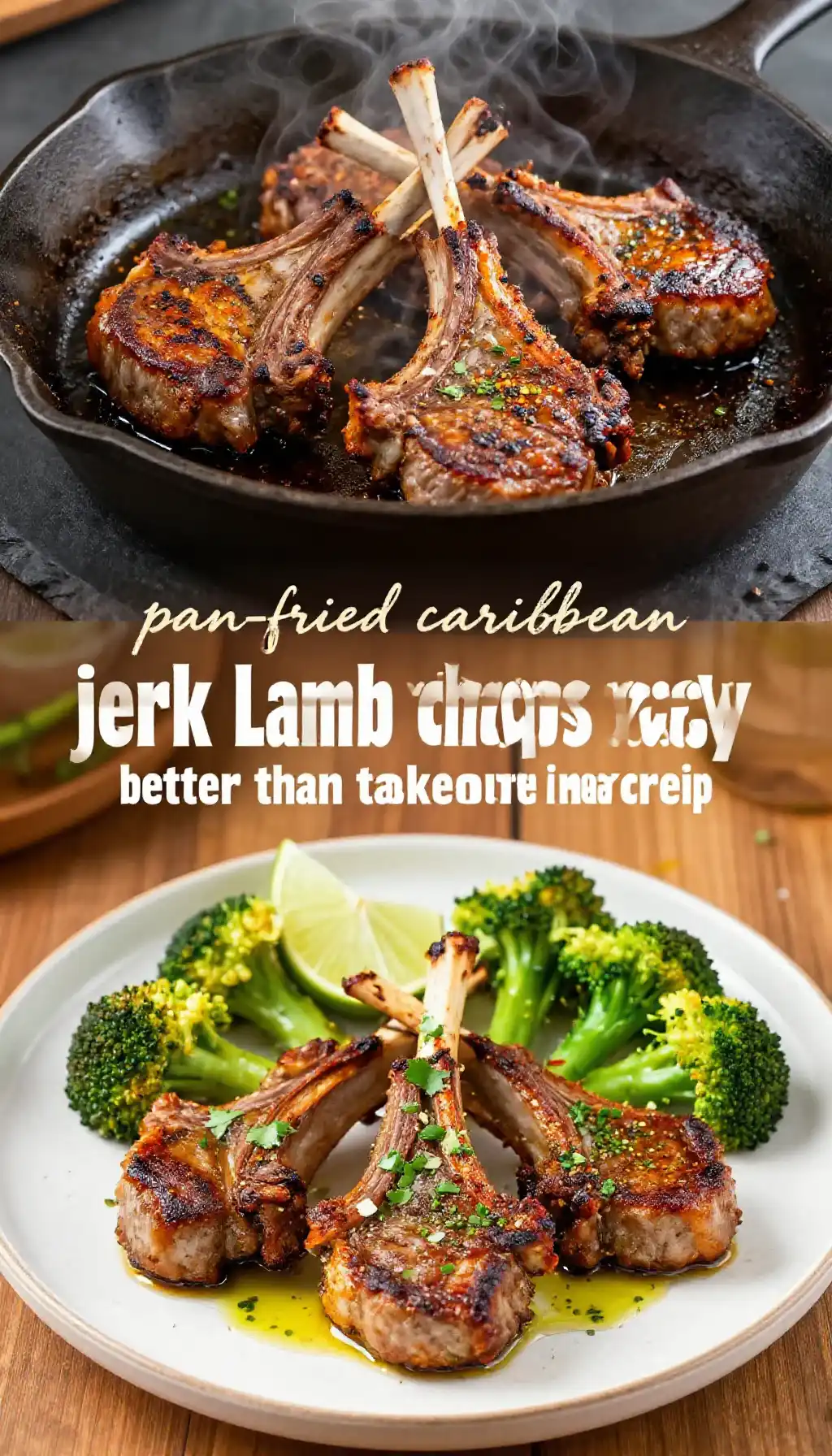 pan-fried caribbean jerk lamb chops with crispy broccoli easy weeknight dinner better than takeout meal prep