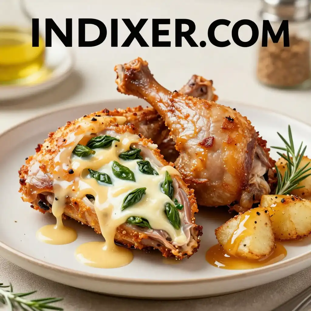 Pechugas de Pollo Rellenas de Espinacas y Queso de Cabra plato terminado