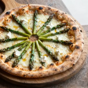 Pizza de Espárragos Trigueros y Queso de Cabra - Tarjeta de Receta