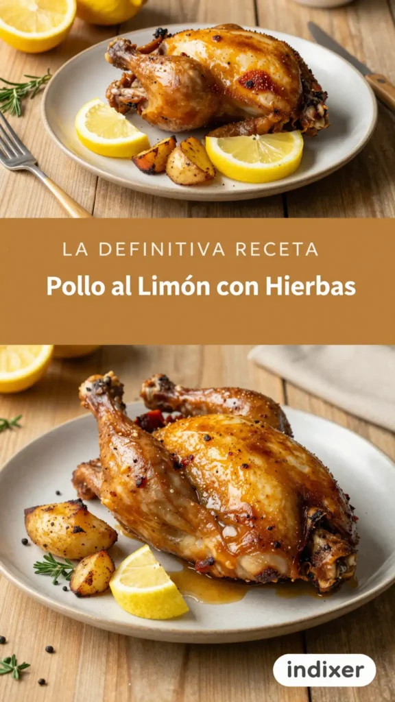 Pollo al Limón con Hierbas y Patatas Asadas - Recetas para Cena - Indixer