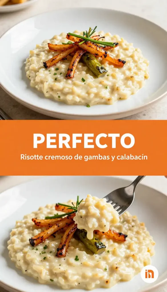 Risotto cremoso de gambas y calabacín - Mariscos - Indixer