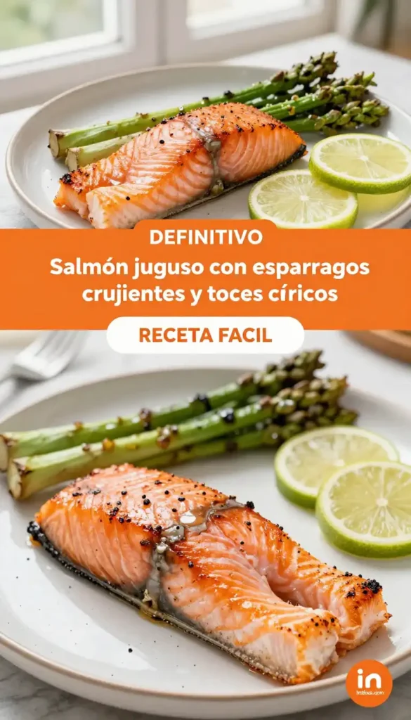 Salmón al Horno con Espárragas y Limón - Recetas para Cena - Indixer