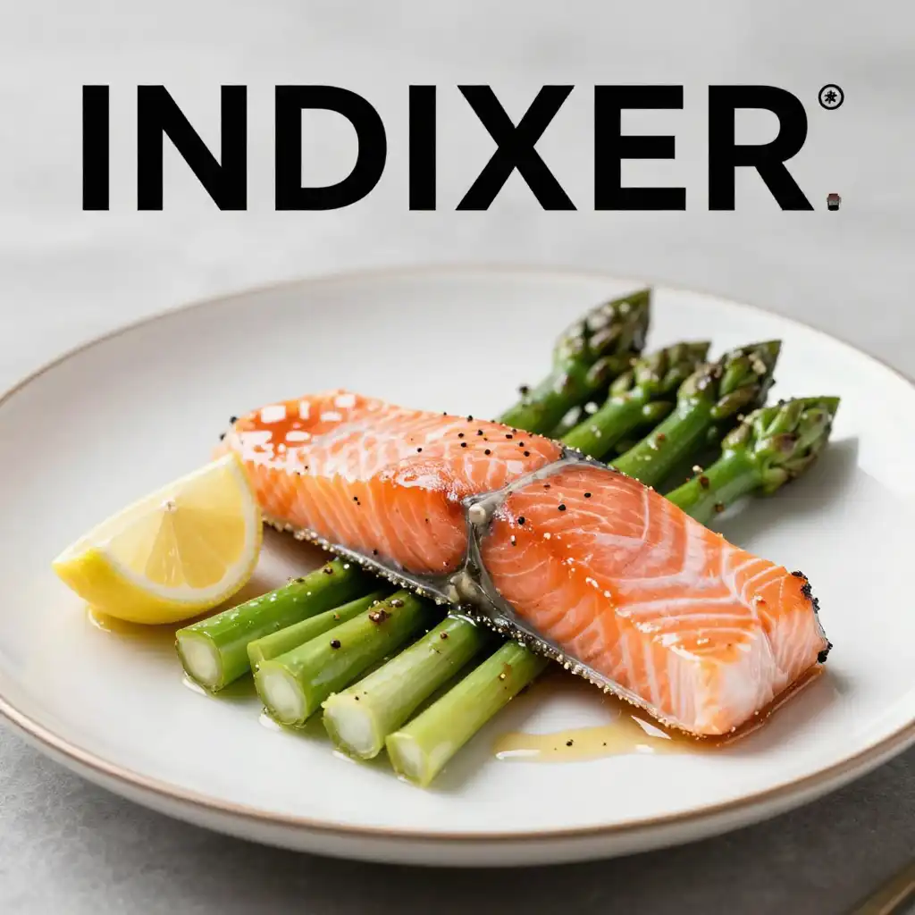 Salmón al Horno con Espárragos y Limón plato terminado