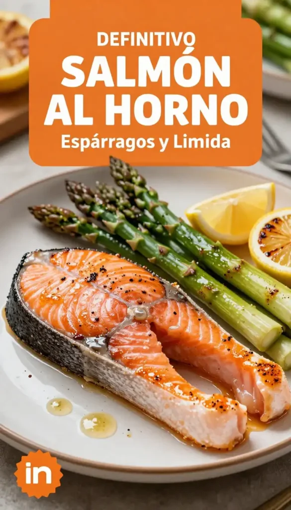 Salmón al Horno con Espárragos Frescos y Limón - Comida Saludable - Indixer