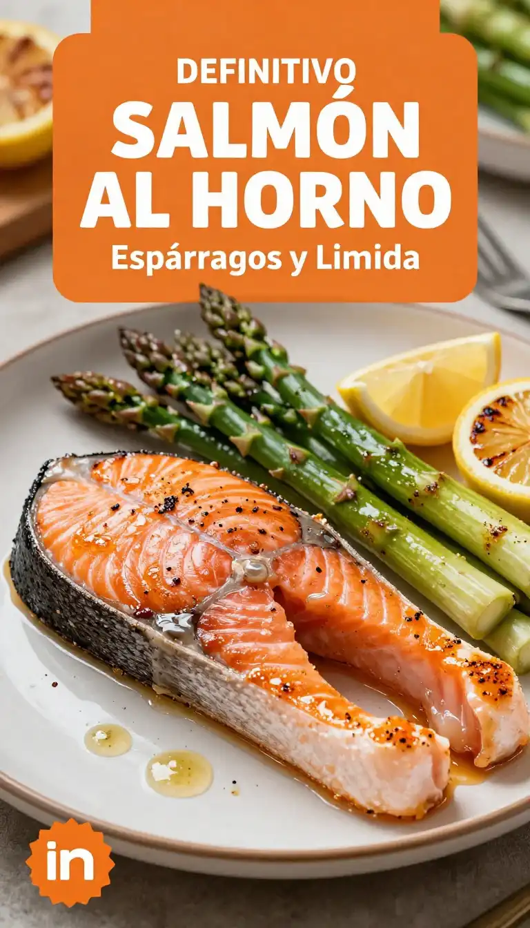 Salmón al Horno con Espárragos Frescos y Limón - Comida Saludable - Indixer