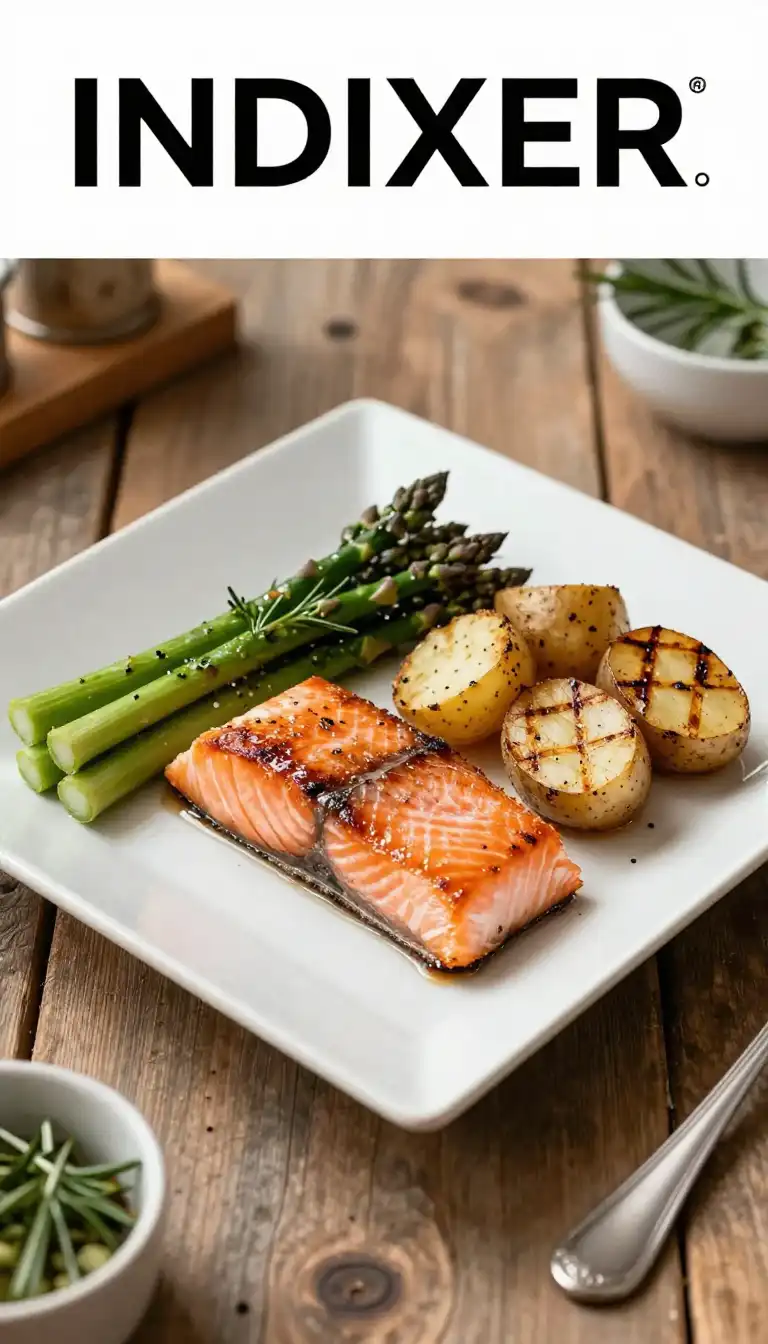 Salmón al Horno con Espárragos y Patatas - Recetas para Cena - Indixer