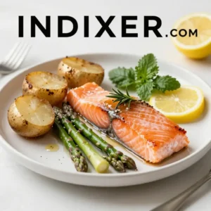 Salmón al Horno con Espárragos y Patatas - Tarjeta de Receta