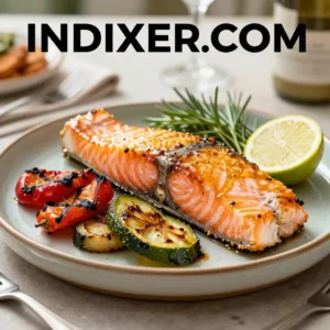 Salmón al Horno con Verduras Asadas - Tarjeta de Receta