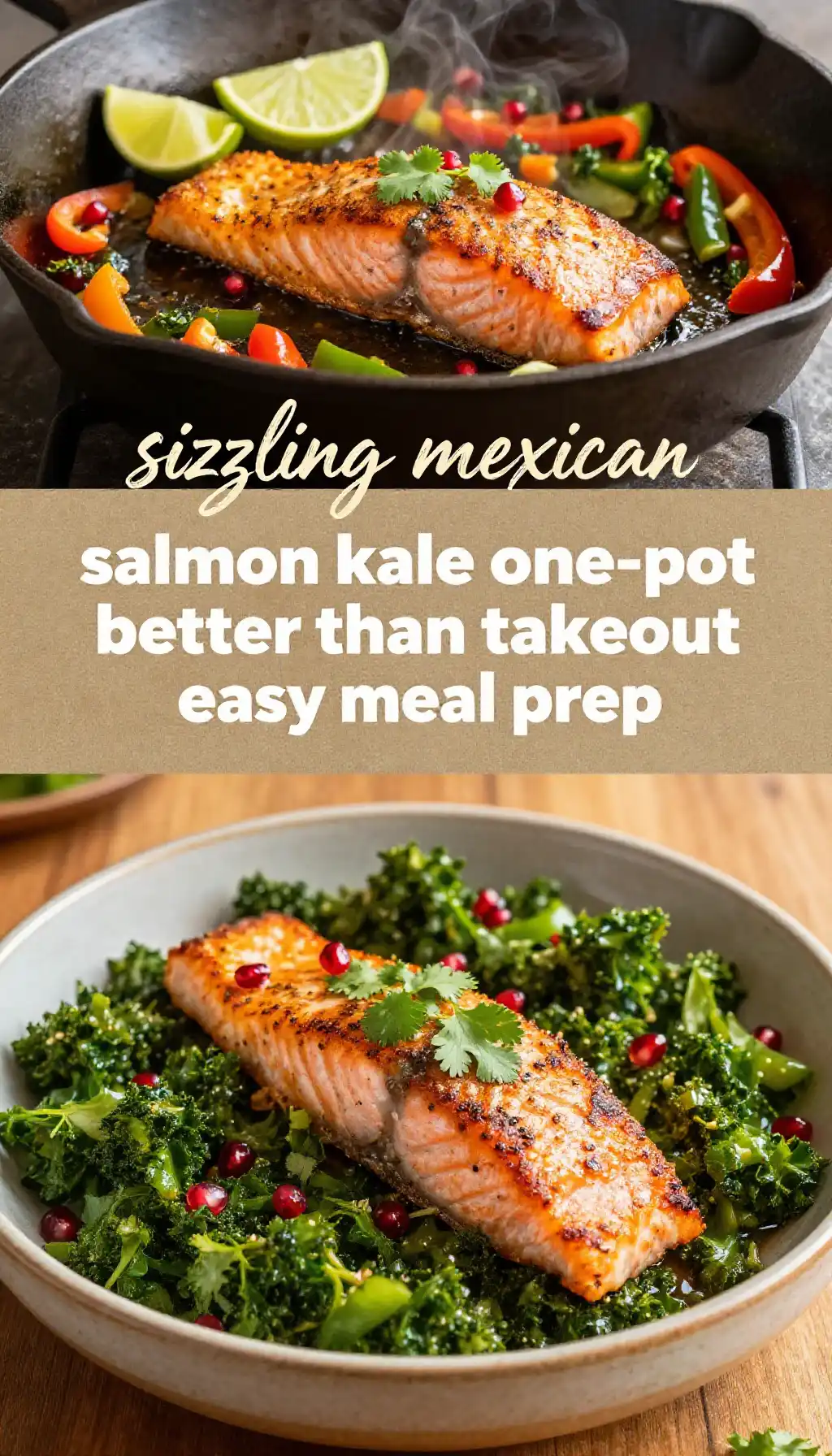 Sizzling Mexican Salmon Kale One-Pot Better Than Takeout Easy Meal Prep pinterest pin