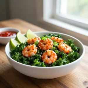 Step by step sizzling sriracha shrimp kale power bowl asian fusion one-pot meal prep healthy weeknight dinner