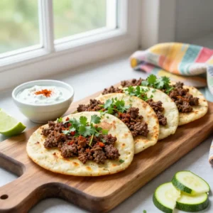 Step by step viral tiktok caribbean ground beef zucchini flatbreads easy stovetop recipe meal prep