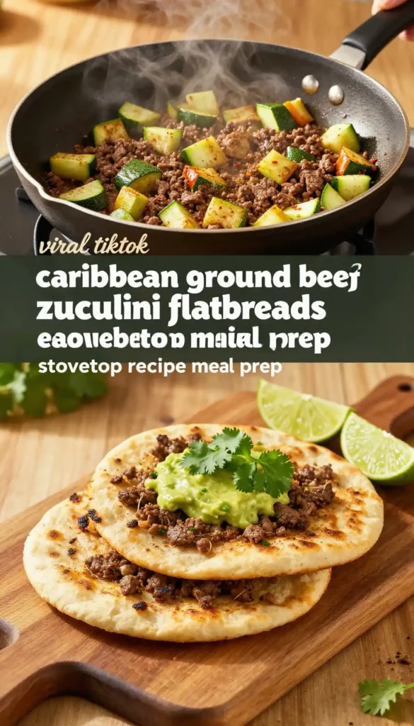 viral tiktok caribbean ground beef zucchini flatbreads easy stovetop recipe meal prep