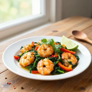 Step by step viral tiktok caribbean shrimp spinach one-pot meal budget-friendly easy dinner