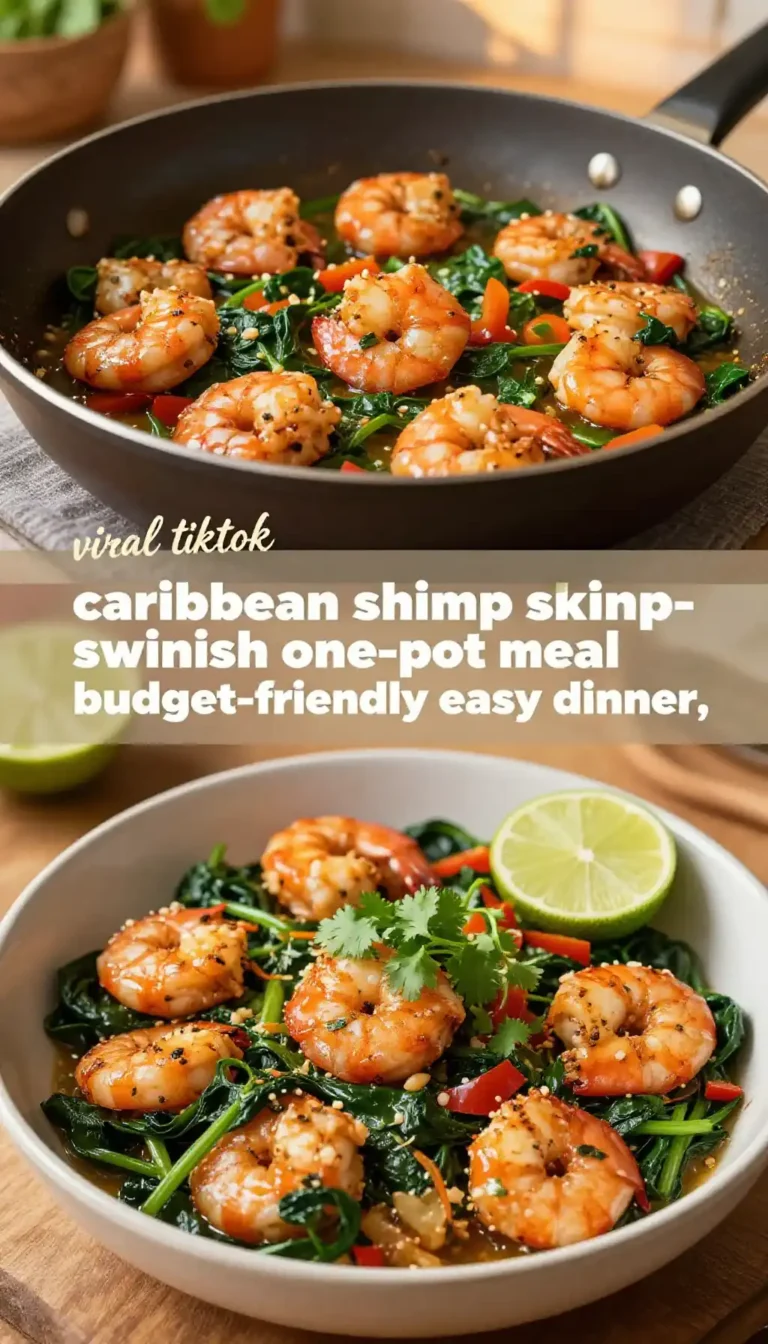 viral tiktok caribbean shrimp spinach one-pot meal budget-friendly easy dinner
