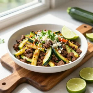 Step by step viral tiktok mexican-style wok-fried ground beef zucchini dinner meal prep easy weeknight