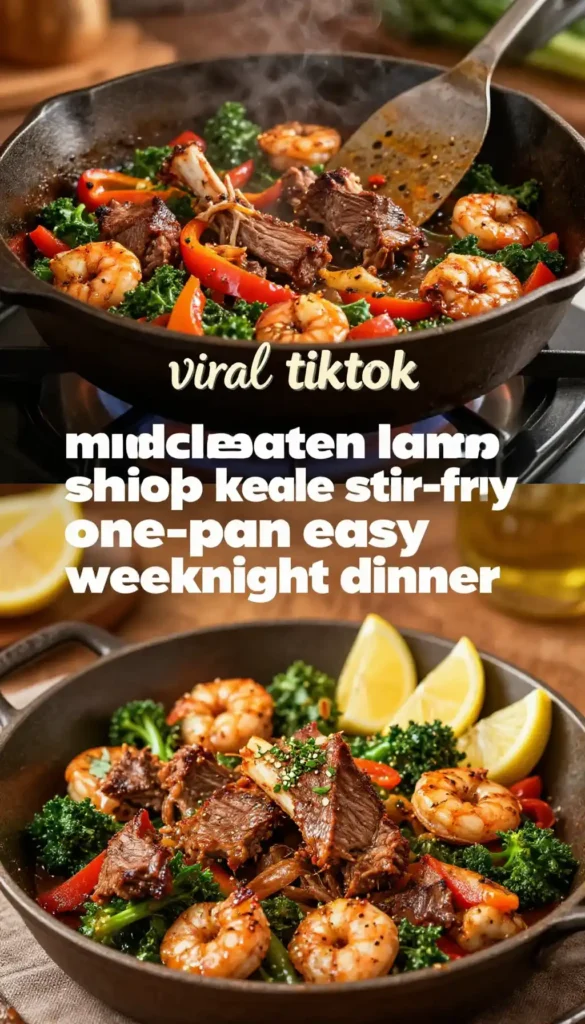 viral tiktok middle eastern lamb beef shrimp kale stir-fry one-pan easy weeknight dinner